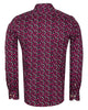 Red Floral Print Men's Shirt with Matching Handkerchief-Makrom