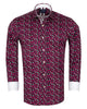 Red Floral Print Men's Shirt with Matching Handkerchief-Makrom