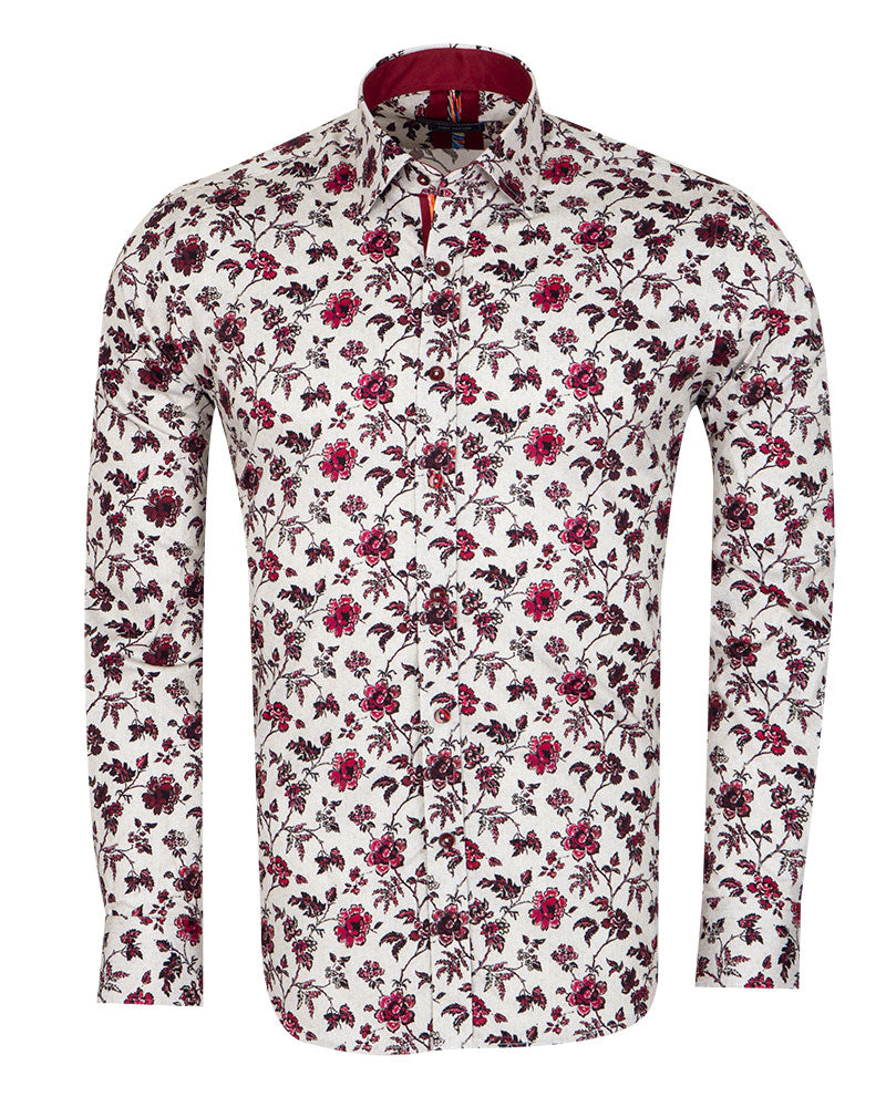 Red Flower Print with Matching Handkerchief-Makrom