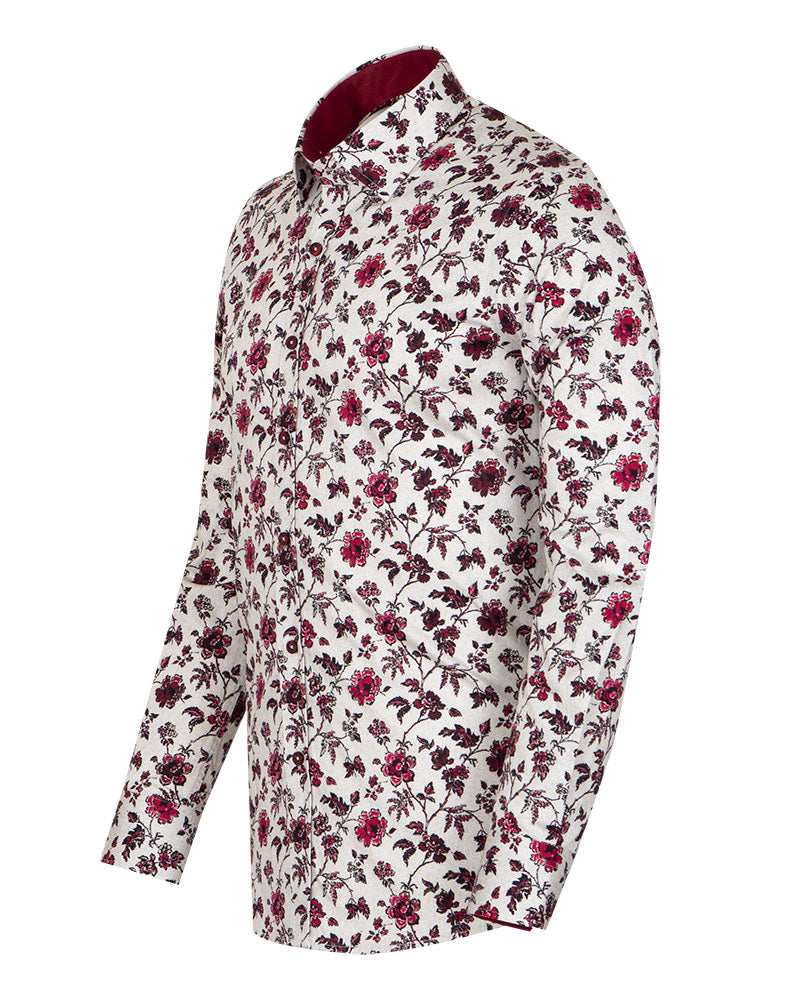 Red Flower Print with Matching Handkerchief-Makrom