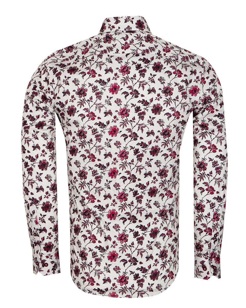 Red Flower Print with Matching Handkerchief-Makrom