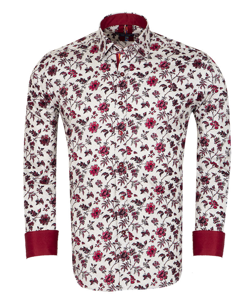 Red Flower Print with Matching Handkerchief-Makrom