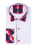 Red Gingham Print Collar Men's Shirt-Makrom