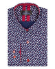 Red Mini Snowflake Print Men's Shirt-Makrom
