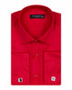 Red Plain Double Cuff Shirt-Makrom