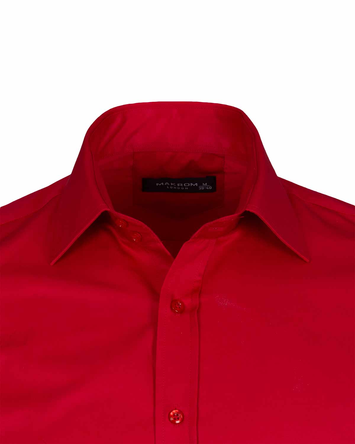 Red Plain Double Cuff Shirt-Makrom