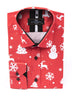 Red Snowflake Christmas Snowman Print Men's Shirt-Makrom