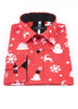 Red Snowflake Christmas Snowman Print Men's Shirt-Makrom