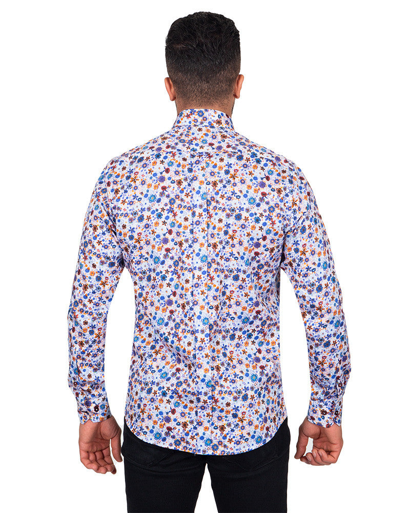 Retro Floral Pure Cotton Print Shirt-Makrom