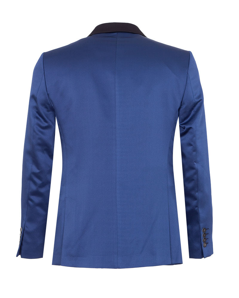 Royal Blue Contrasting Lapel Blazer & Waistcoat-Makrom