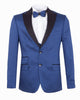 Royal Blue Contrasting Lapel Blazer & Waistcoat-Makrom