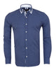 Royal Blue Dots Patterns Printed Mens Shirt-Makrom