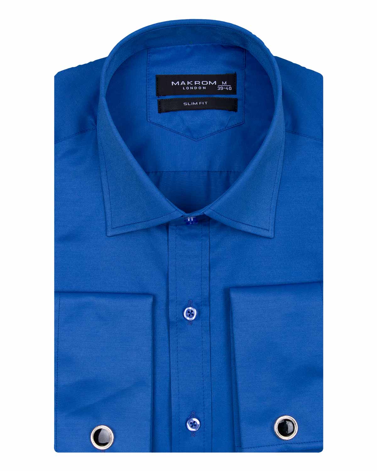 Royal Blue Plain Double Cuff Shirt