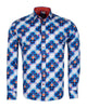 Royal Blue Polka Dotted Cotton Shirts For Men-Makrom