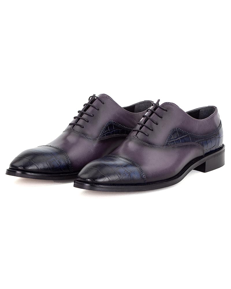 Men's Two-Tone Grey Leather Shoes