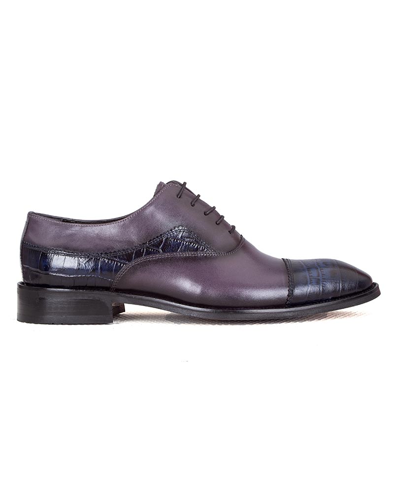 Men's Two-Tone Grey Leather Shoes