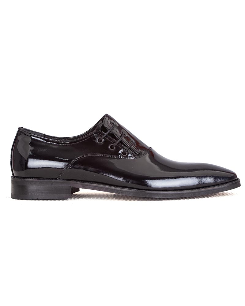 Men's Black Shiny Shoes Slip-Ons Lace up Formal