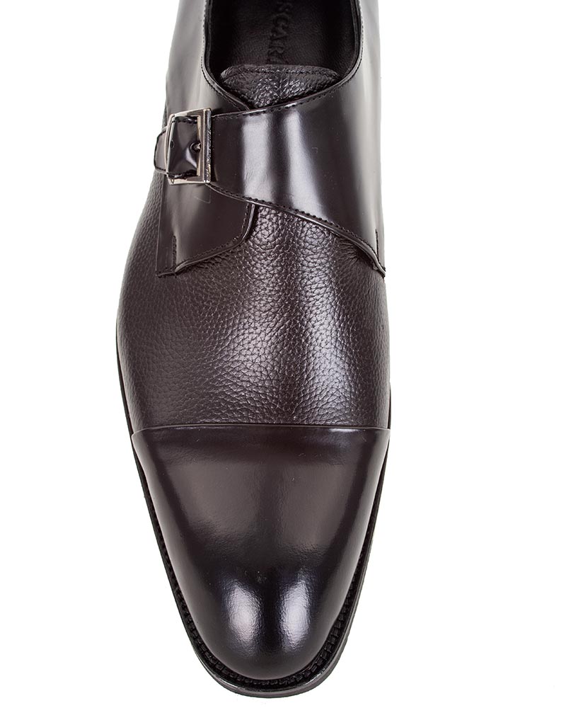 Black Oxfords Dress Shoes Pattern Leather Buckle Strap