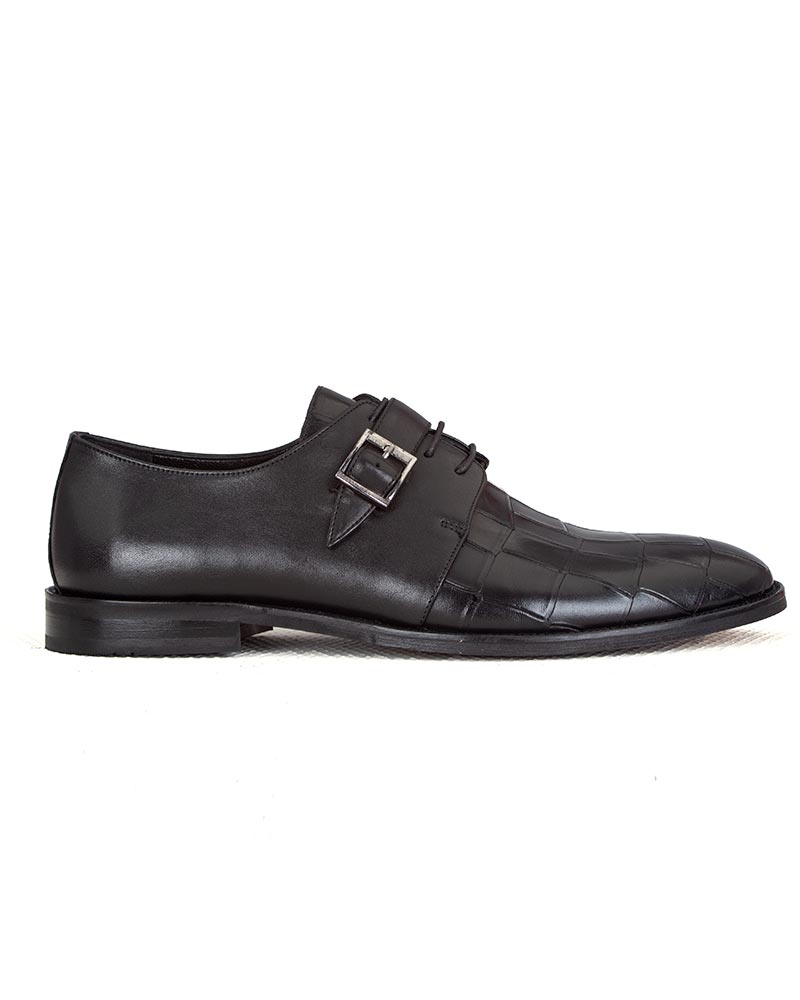 Black Oxfords Dress Shoes Vintage Leather Buckle Strap