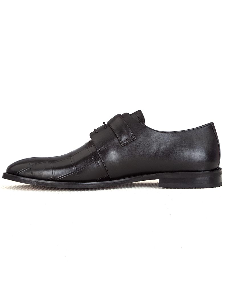 Black Oxfords Dress Shoes Vintage Leather Buckle Strap