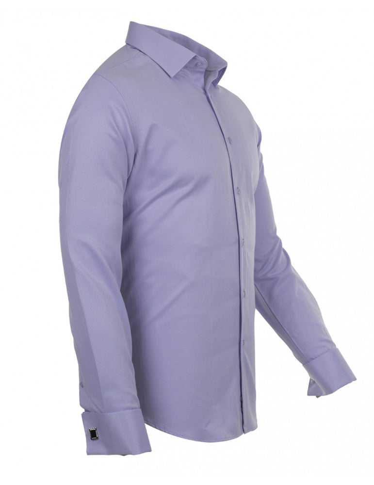 Lilac Casual Twill Double Cuff Long Sleeve Shirt