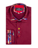 Burgundy Fashion Shirt with Colourful Collar Tip Design