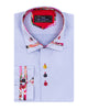 Blue Fashion Shirt with Colourful Collar Tip Design