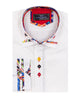 White Fashion Shirt with Colourful Collar Tip Design