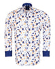 White Poppies Print Shirt with Matching Handkerchief