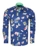 Blue Beach Print Long Sleeve Pure Cotton Shirt