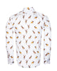 White Deer Print Men's Christmas Shirt with Matching Handkerchief