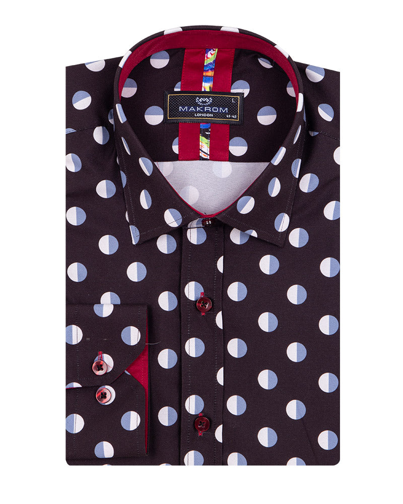 Black Polka Dot Print Men's Shirt