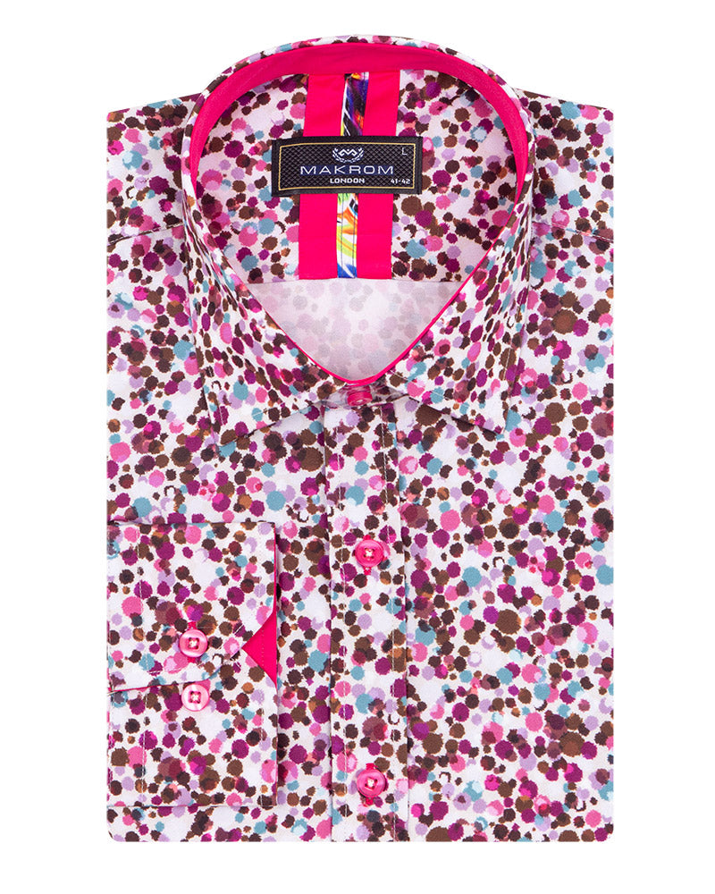 Fuchsia Colourful Ink Print Men's Shirt