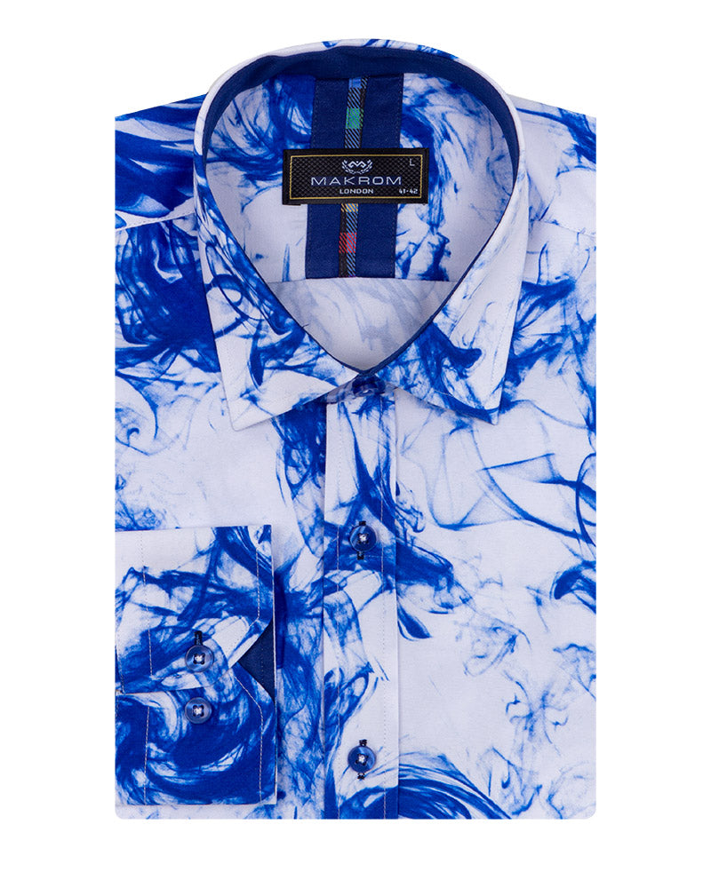 Blue Smoke Print Men's Shirt
