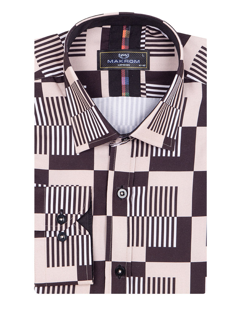 Brown Vector Print Men's Shirt