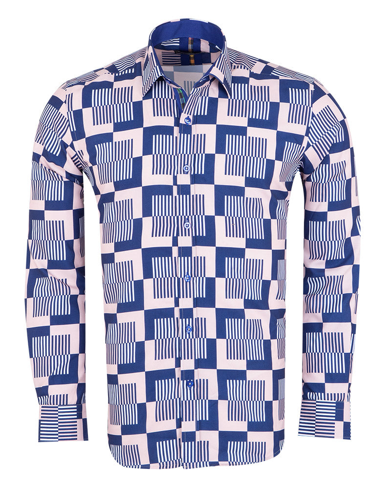 Dark Blue Vector Print Shirt