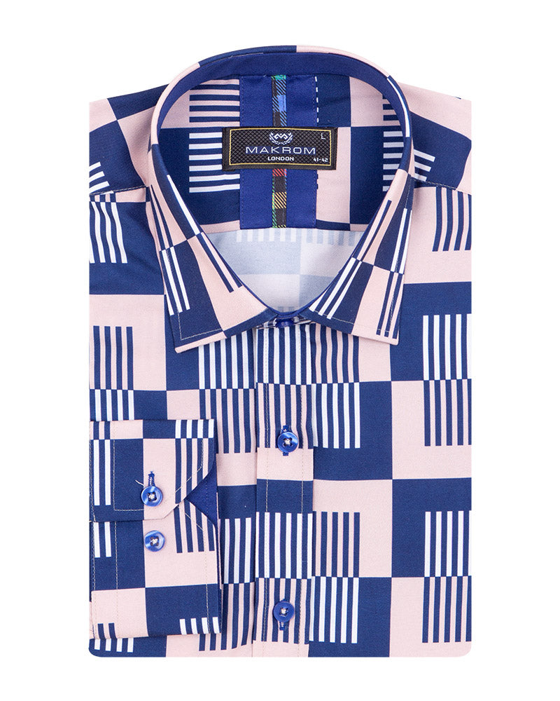 Dark Blue Vector Print Shirt