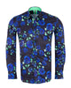 Dark Blue Rose Neon Print Shirt