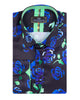 Dark Blue Rose Neon Print Shirt