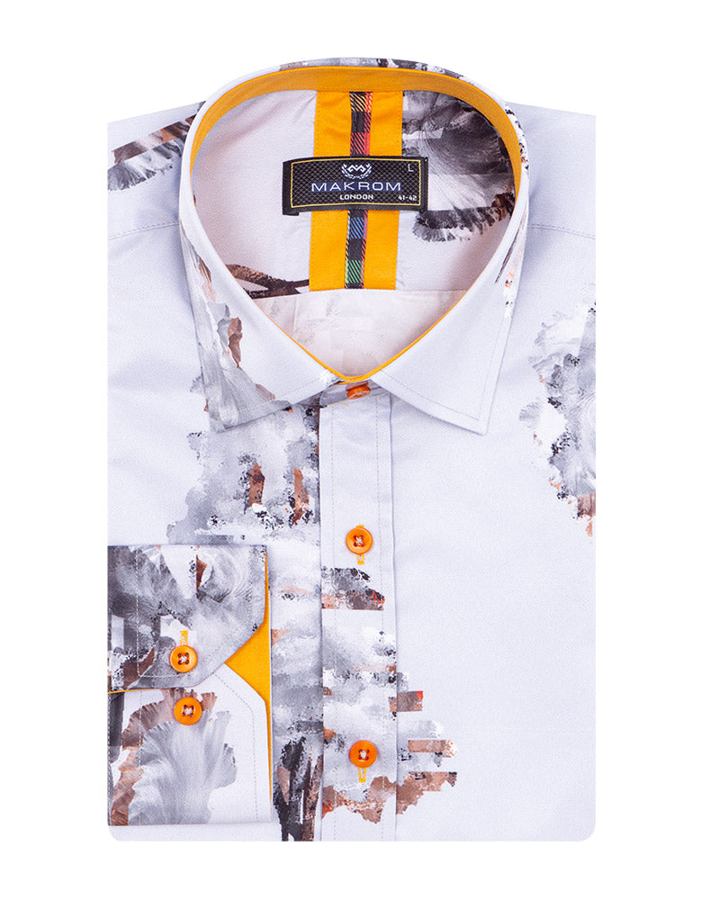 White Fashion Crust Print Shirt