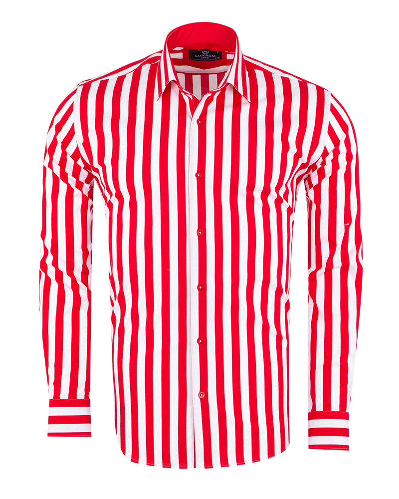 Red Bold Striped Classic Men's Shirt