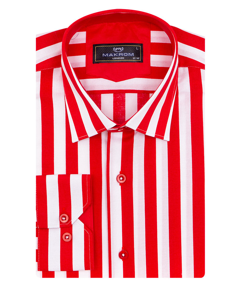 Red Bold Striped Classic Men's Shirt