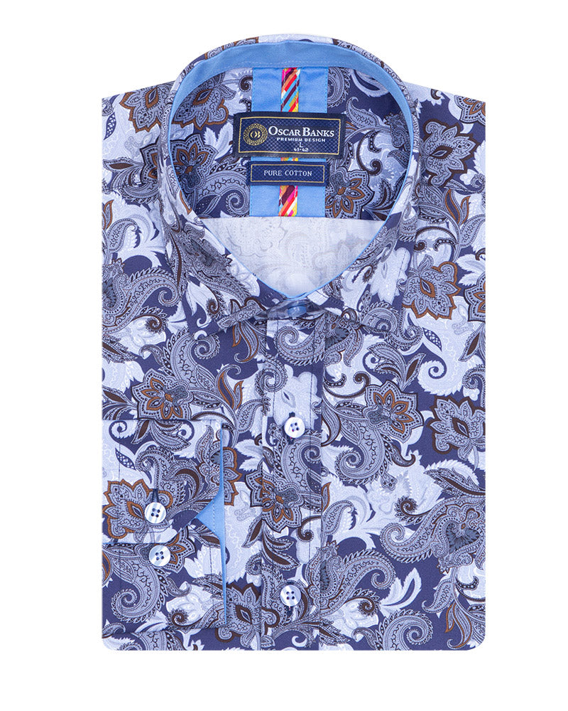 Paisley Print Shirt with Matching Handkerchief