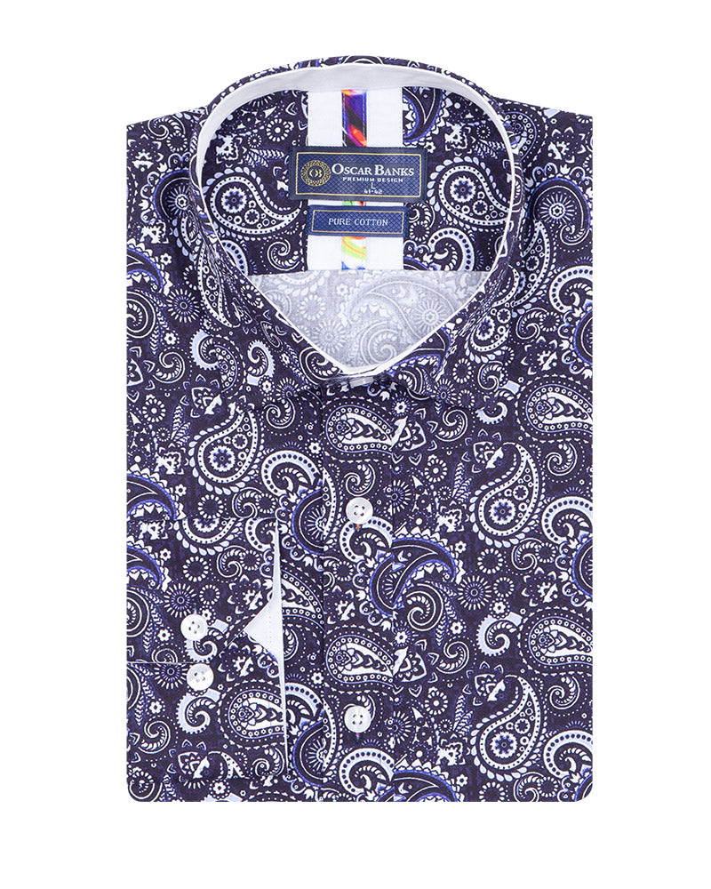 Paisley Print Men's Shirt with Matching Handkerchief