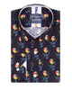 Black Colourful Skull Print Shirt with Matching Handkerchief