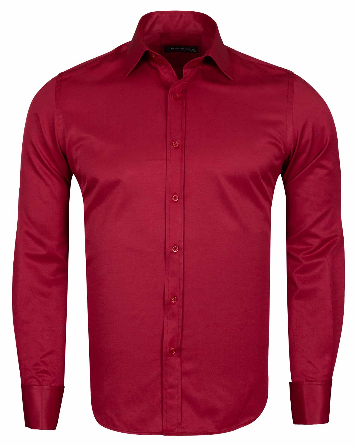 Burgundy Plain Double Cuff Shirt