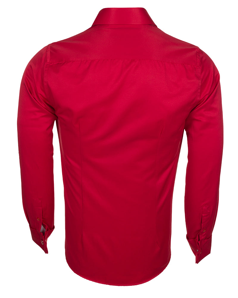 Red Plain Double Cuff Shirt