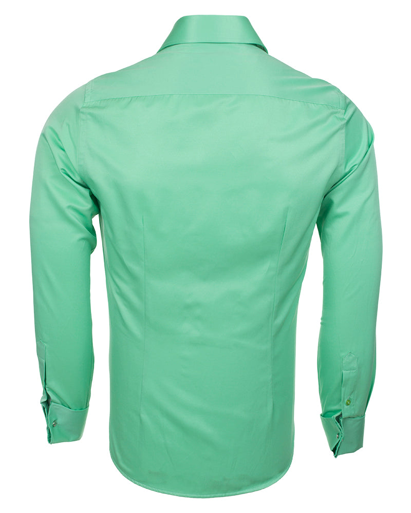 Green Plain Double Cuff Shirt