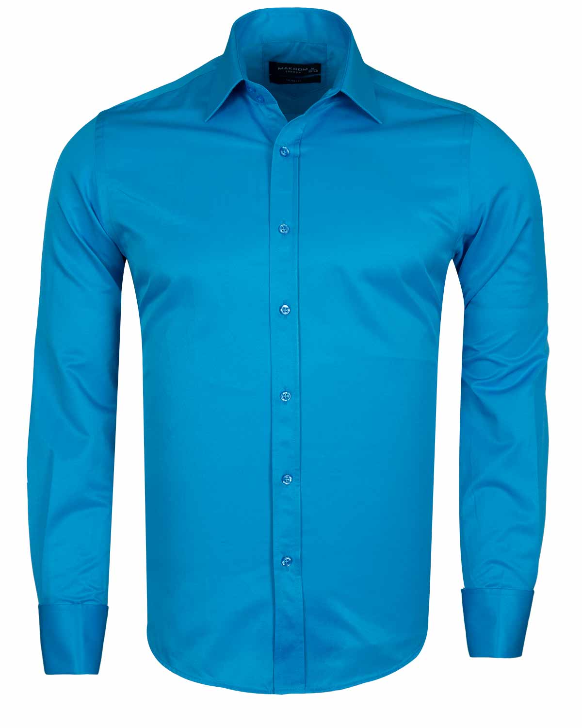 Turquoise Plain Double Cuff Shirt