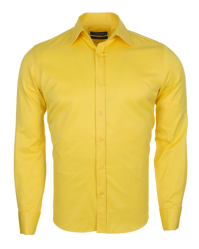 Yellow Plain Double Cuff Shirt